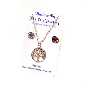 Tree of Life Pendant Necklace + Earring Set by Hollow by the Sea Jewerly